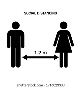Social distancing icon vector. Social Distancing and Self Quarantine. 