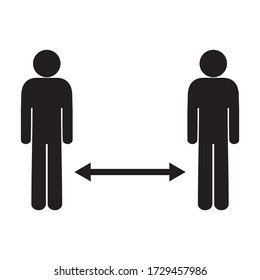 Un vector de icono de distanciamiento social. Distancia social y auto-cuarentena. Firma de medidas de cuarentena. Coronavirus. 