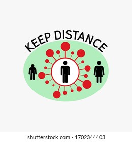 Social distancing icon vector,preventing covid-19 coronavirus.Keep safe distance. 