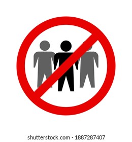 Symbol für soziale Distanzierung.Keine Menschenmengen signieren. Vektorgrafik