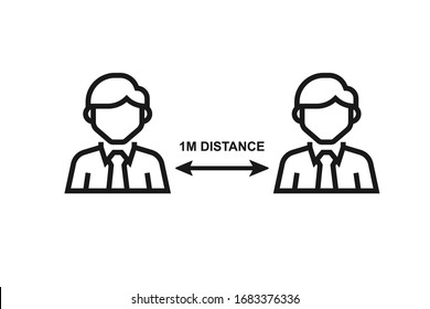 Social Distancing icon,Keep distance sign. Coronovirus epidemic protective equipment. Preventive measures. Steps to protect yourself. Keep the 1 meter distance. Vector illustration.