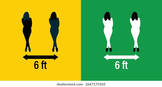 Social Distancing Illustration 6 Feet Apart.