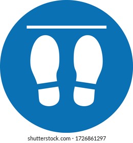 Social distancing illustration of feet to indicate or remind people to keep a minimum of 6ft to help prevent the spread of the covid-19 pandemic vector icon