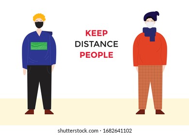 social distancing illustration of people giving distance to avoid coronavirus