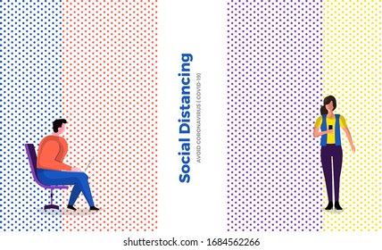 Social distancing. Illustrations concept coronavirus COVID-19. Vector illustrate.