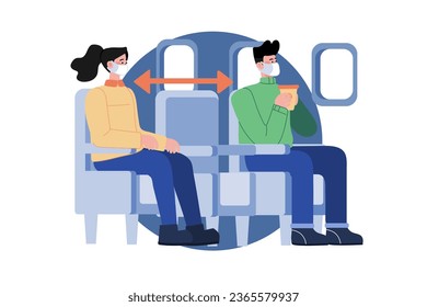 Social Distancing In-Flight Seating Illustration Concept
