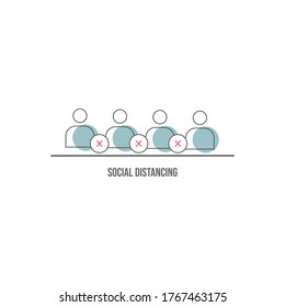 Social Distancing infograhic icon vector design illustration, keep distance in public society people to protect from COVID-19 coronavirus.