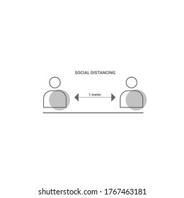 Social Distancing infograhic icon vector design illustration, keep distance in public society people to protect from COVID-19 coronavirus.
