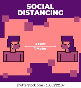 social distancing information banner design