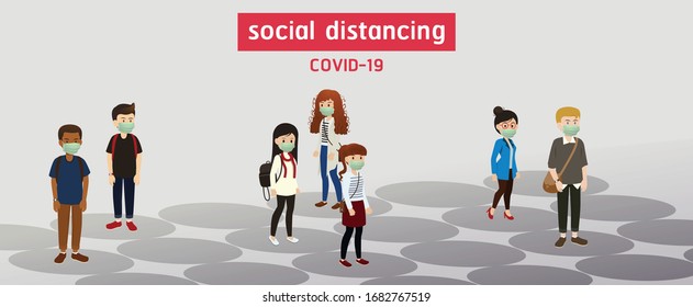 Social distancing, Isolated to prevent the virus from spreading, social distancing.