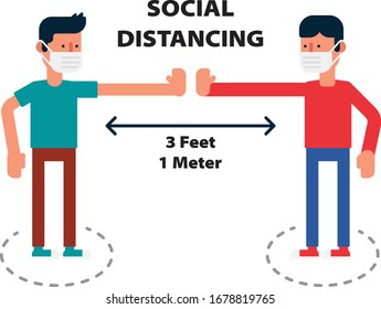 Social distancing, Keep the 1 meter distance in public to protect from COVID-19 coronavirus outbreak spreading concept, 