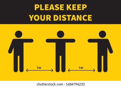 Social distancing. Keep the 1 meter distance. Coronovirus epidemic protective. Vector illustration