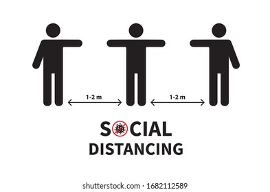 Social distancing. Keep the 1-2 meter distance. Coronovirus epidemic protective. Vector illustration