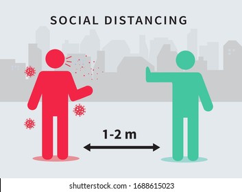 Social distancing. Keep the 1-2 meter distance. Coronovirus epidemic protective. Vector illustration