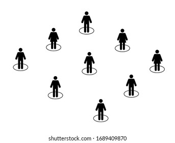 Social distancing. Keep the 1-2 meter distance. Coronovirus epidemic protective. Vector illustration