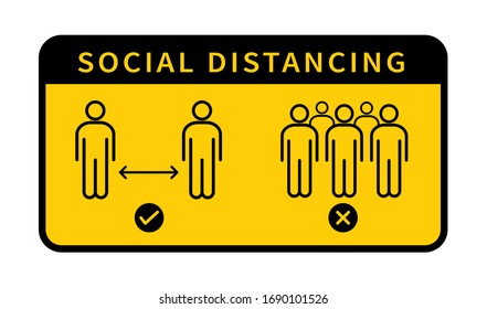 Distanciamento social. Mantenha a distância de 1-2 metros. Proteção contra epidemia de coronovírus. Ilustração vetorial