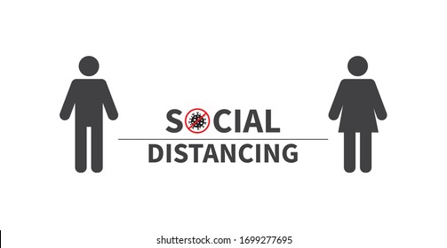 Social distancing. Keep the 1-2 meter distance. Coronovirus epidemic protective. Vector illustration