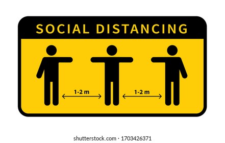 Distanciamiento social. Mantenga la distancia de 1-2 metros. Protección contra la epidemia de coronovirus. Ilustración del vector