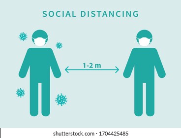 Social distancing. Keep the 1-2 meter distance. Coronovirus epidemic protective. Vector illustration