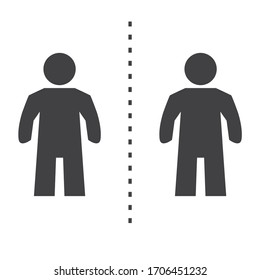 Social distancing. Keep the 1-2 meter distance- virus prevention - vector icon symbol on white background