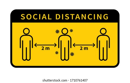 Distanciamiento social. Mantenga la distancia de 1-2 metros. Protección contra la epidemia de coronovirus. Ilustración del vector