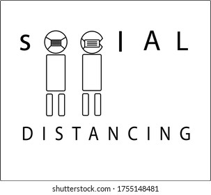 Social distancing. Keep the 1-2 meter distance. Coronovirus epidemic protective. Vector illustration