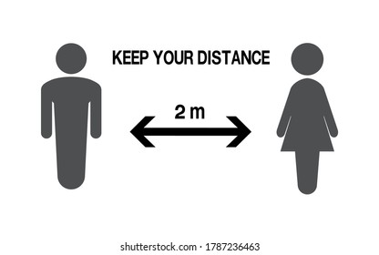 Social distancing. Keep the 1-2 meter distance. Coronovirus epidemic protective. Vector illustration