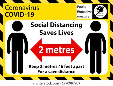 Social distancing. Keep the 1-2 meter distance. Coronovirus epidemic protective. Protect yourself and others. Vector illustration image sign.
