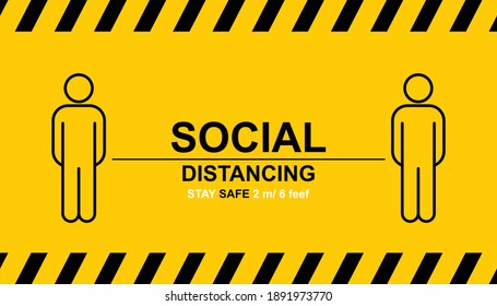 Social distancing. Keep the 1-2 meter distance. Coronovirus epidemic protective. Vector illustration