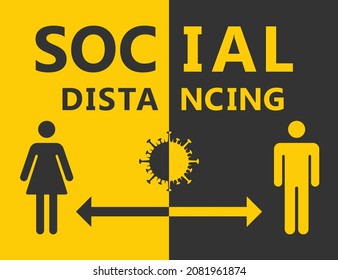 Social distancing. Keep the 1-2 meter distance. Coronovirus epidemic protective