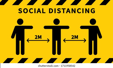 Soziale Distanzierung. Halte die 2 Meter Abstand. Schutz vor Epidemien durch das Koronovirus. Vektorillustration