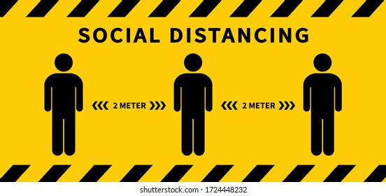 Social distancing. Keep the 2 meter distance. Coronovirus epidemic protective. New normal concept. Vector illustration