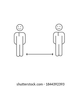 Social distancing. Keep a distance of 2 meters. Preventive measures against coronavirus. Sketch.