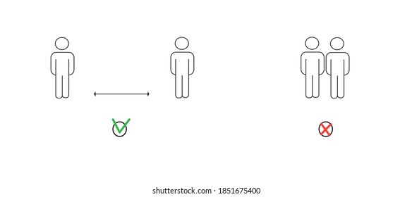 Social distancing. Keep a distance of 2 m. Infographic icon. Stay safe. Coronavirus prevention measures.
