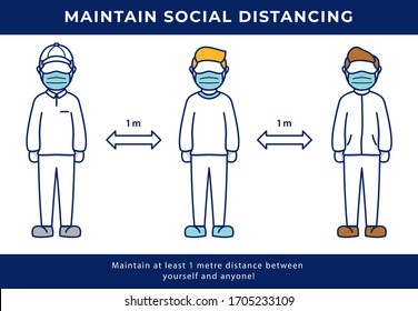 Soziale Distanzierung halten Distance Concept Vektorillustration Illustration für die Bekämpfung der Kokoskoronavirus-Pandemie