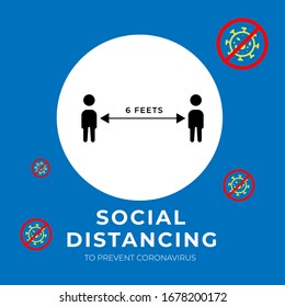 Social distancing, keep distance in public society people to protect from COVID-19 coronavirus outbreak spreading concept. Vector illustration