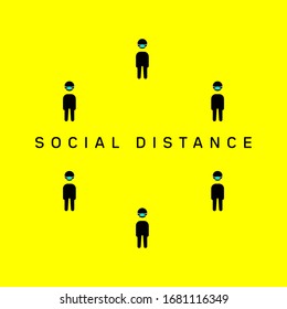 Social distancing, keep distance in public society people to protect from COVID-19 corona virus outbreak spreading concept. Vector illustration