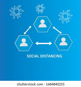 Social distancing, keep distance in public society people to protect from COVID-19 corona virus outbreak spreading concept. Vector illustration