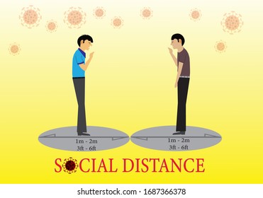Social distancing, keep distance in public society people to protect from COVID-19 coronavirus outbreak spreading concept.