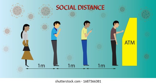 Social distancing, keep distance in public society people to protect from COVID-19 coronavirus outbreak spreading concept.