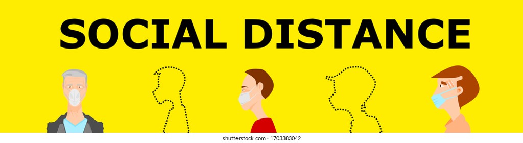 Social distancing, keep distance in public society people to protect from COVID-19 coronavirus outbreak spreading concept People line up spaced.