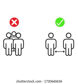 Social distancing, keep distance in public society people to protect from COVID-19 coronavirus outbreak spreading concept, Infographic design distance away in the meeting with virus pathogens