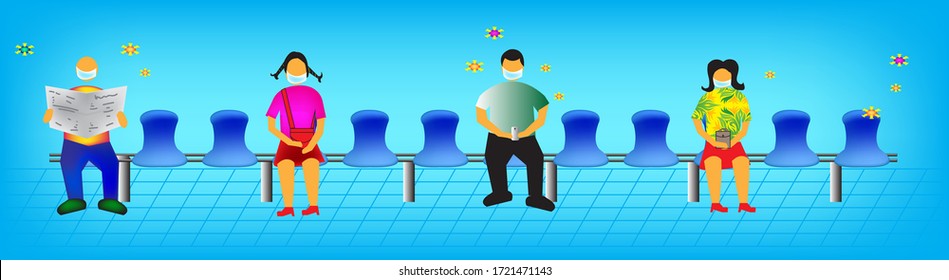 Social Distancing, Keep Distance in public society people to protect from COVID-19 Coronavirus outbreak spreading, Businessman and woman keep distance away in the meeting with virus pathogens