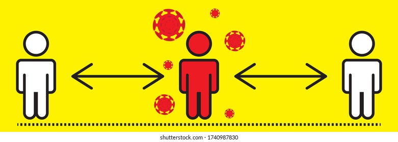 Social distancing, keep distance in public society people to protect from COVID-19 coronavirus outbreak spreading concept, Infographic design distance away in the meeting with virus pathogens