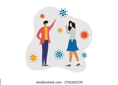 Social distancing, keep distance in public society people to protect from COVID-19 coronavirus outbreak spreading concept.