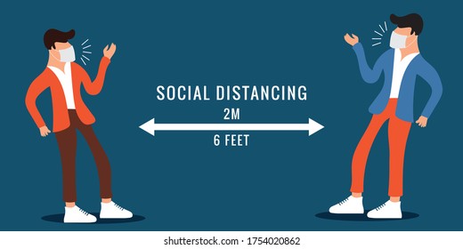 Social distancing, keep distance in public society people to protect from COVID-19 coronavirus outbreak spreading concept, businessman and woman keep distance away in the meeting with virus pathogens