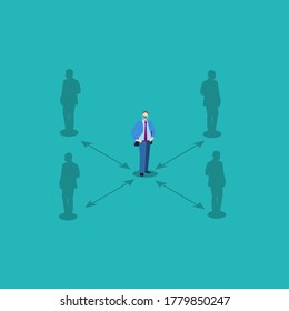Social distancing, keep distance in public society people to protect COVID-19 coronavirus outbreak spreading concept, people keep distance away in the meeting with distance measure.