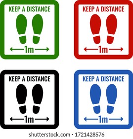 Social Distancing Keep Distance Set White Background, Vector Illustration