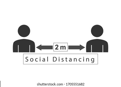 Social distancing. Keep distance sign. Keep the 2 meter distance. Vector illustration.