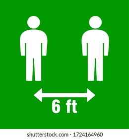 Social Distancing Keep a Safe Distance of 6 Feet Icon. Vector Image.